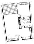 1ベッドルームの間取り図